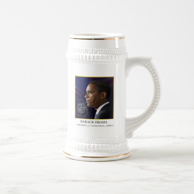 Obama med JFK - Stein Mugg (Höger)