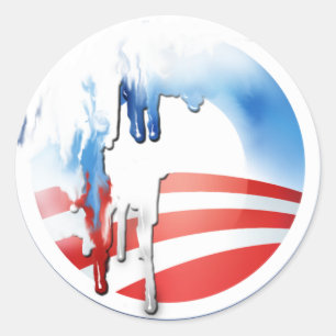 Obama meltdown-klistermärken runt klistermärke