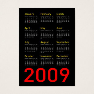 Obama Memorabilia - 2009 års Pocket Calendar Visitkort