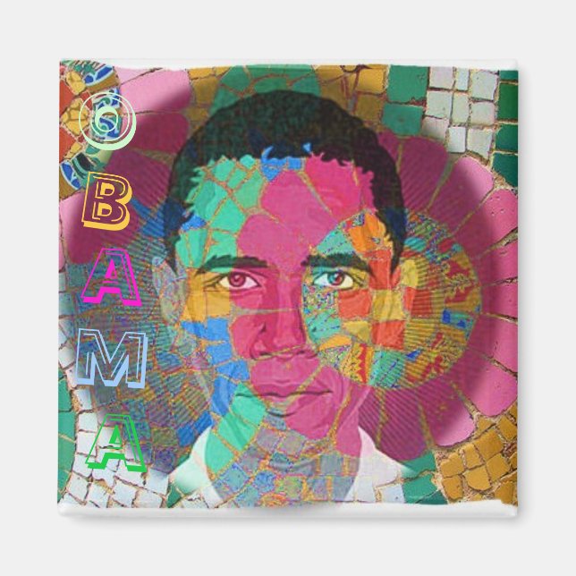 Obama Mosaic Square Magnet (Framsidan)