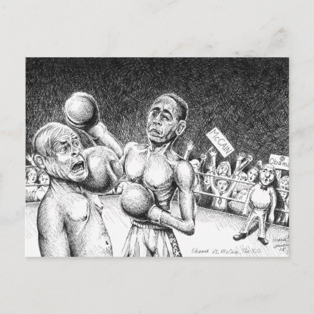 Obama mot McCain, K.O. Vykort (Framsida)