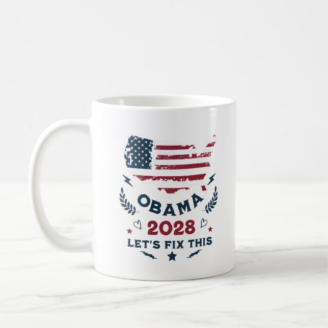 Obama mot president Barack Obama 2028 Demokratiser Kaffemugg (Vänster)
