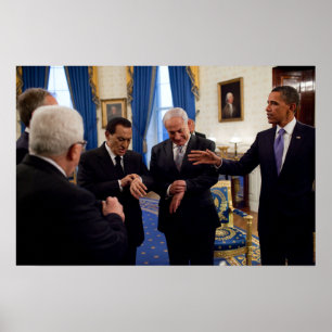 Obama möter Netanyahu & Mubarak i Vita hus Poster