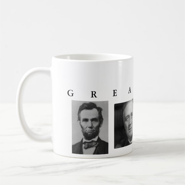 OBAMA MUGG: STORHET Lincoln FDR JFK Obama Kaffemugg (Vänster)