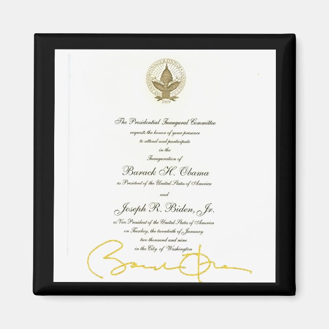 Obama namnteckning officiell inbjudan magnet (Framsidan)