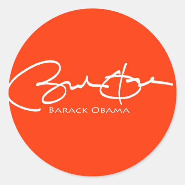 Obama Namnteckning Runt Klistermärke (Framsida)