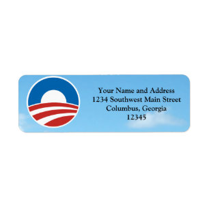 Obama-NOLLa logotyp med blått Returadress Etikett