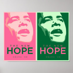 Obama - Nya hoppets Rosa och Grönt Poster 2