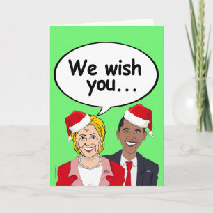 Obama och Hillary önskar dig Ameri-jul Helgkort
