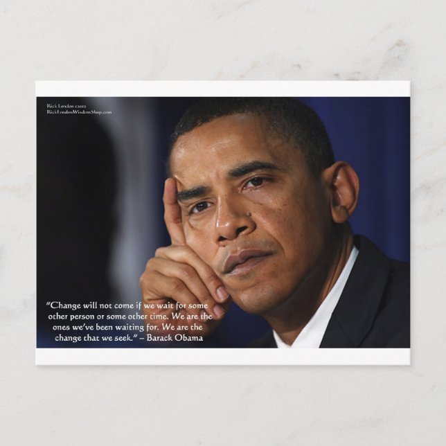 Obama "Om Förändring" Visdoms Citat Gåvor & T-shir Vykort (Framsida)