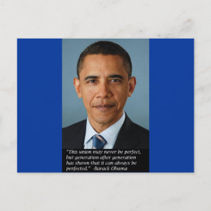 Obama om unionens perfektion vykort