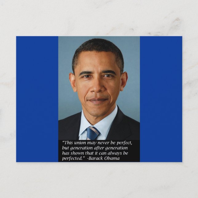 Obama om unionens perfektion vykort (Framsida)