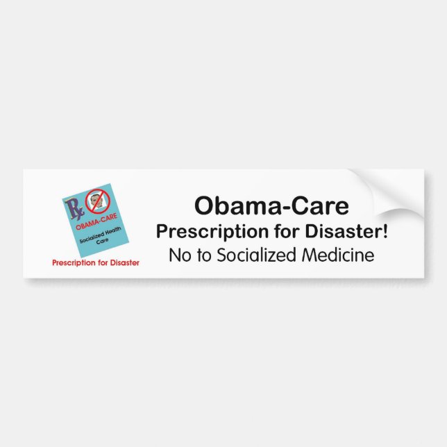 Obama-Omsorg recept Bildekal (Framsidan)
