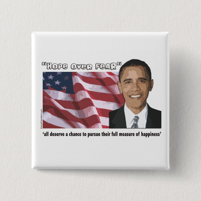 Obama öppnings- citationsteckensouvenir knapp (Framsida)