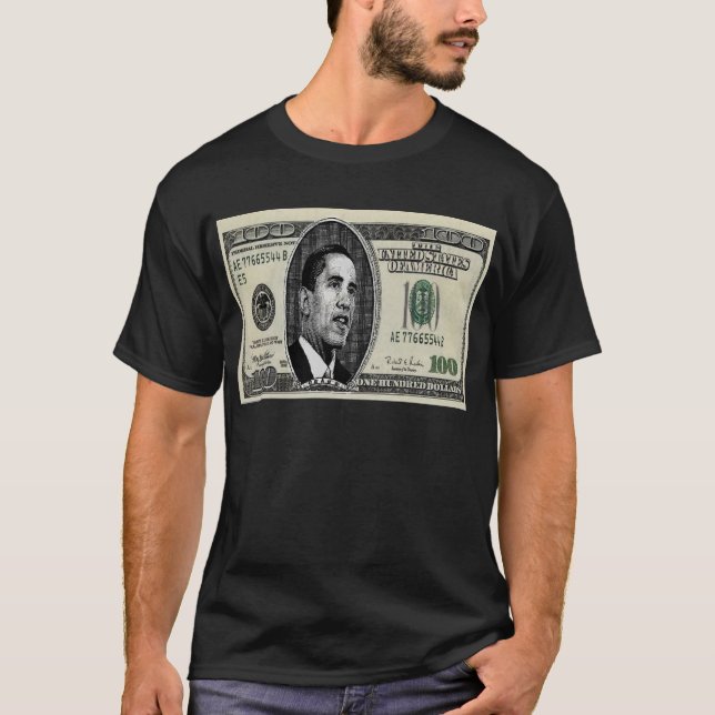 Obama på räkning $100 tee (Framsida)