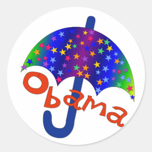 Obama Parbrella Inaguration Memento Runt Klistermärke