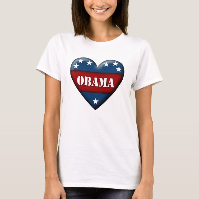 obama patriotiskt hjärta t shirt (Framsida)