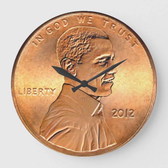 Obama Penny 2012 Clock Stor Klocka (Framsida)