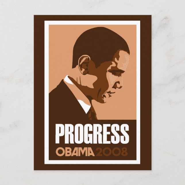 Obama - Progress-Mörk Brown-vykort Vykort (Framsida)