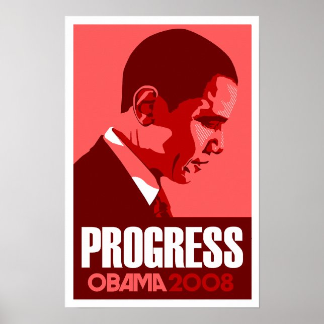 Obama - Progress Mörk Red Poster (Framsidan)