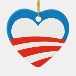 Obama prydnadhjärta julgransprydnad keramik