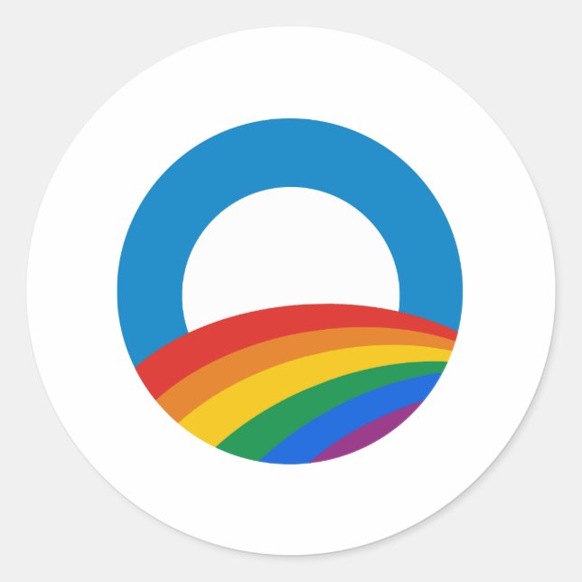 Obama Rainbow Runt Klistermärke (Framsida)