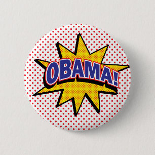 OBAMA! Retro komiskt halvtontryck Knapp