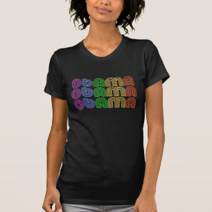 OBAMA Retro regnbåge - T-tröja Tee Shirt