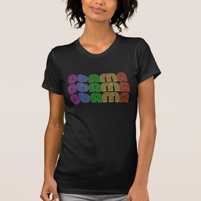 OBAMA Retro regnbåge - T-tröja Tee Shirt (Framsida)