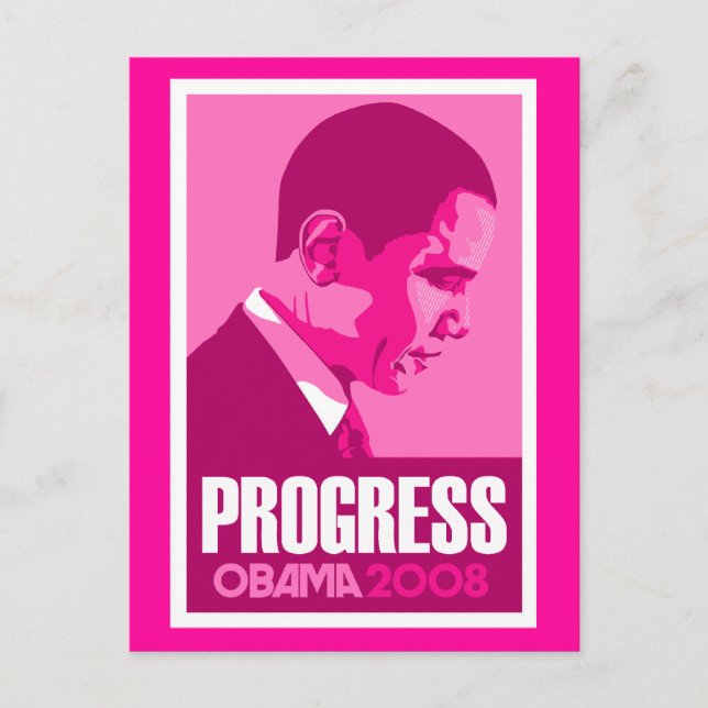 Obama - Rosa-vykort för Progress-Mörk Vykort (Framsida)