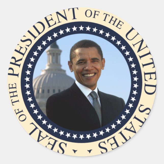 Obama Seal Blue Runt Klistermärke (Framsida)