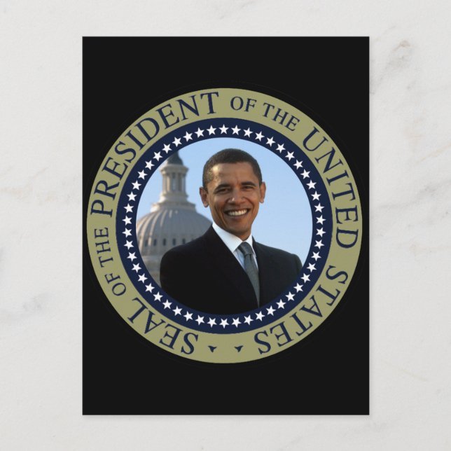 Obama Seal Guld Vykort (Framsida)