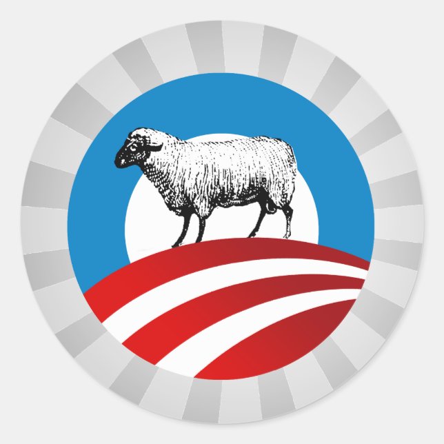 OBAMA SHEEP RUNT KLISTERMÄRKE (Framsida)