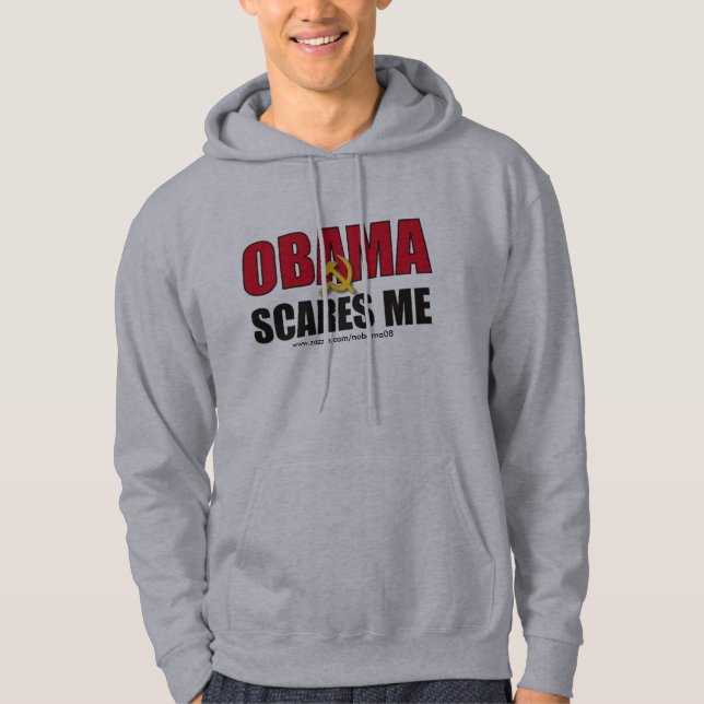 Obama skrämmer mig - skräddarsy sweatshirt med luva (Framsida)