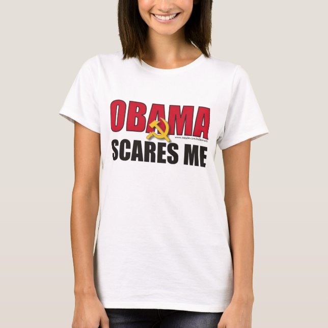 Obama skrämmer mig - skräddarsy t-shirt (Framsida)