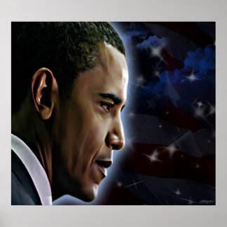 Obama-Stars och stripes Poster
