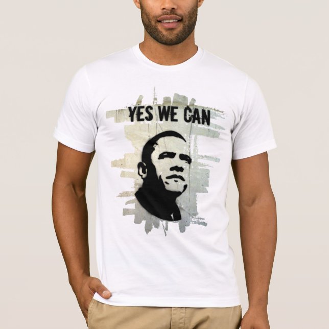 Obama STENCILERAR concrBgrnd T-shirt (Framsida)
