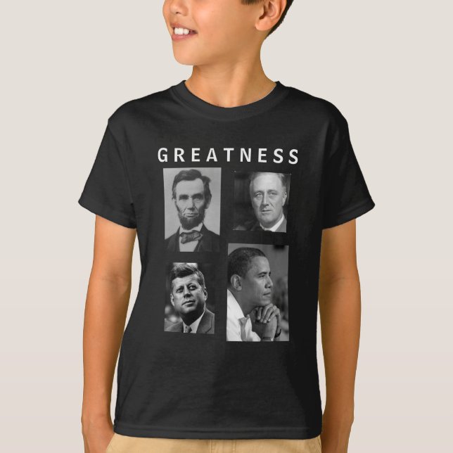 Obama STORHET Lincoln FDR JFK Obama - UNGAR T Shirt (Framsida)