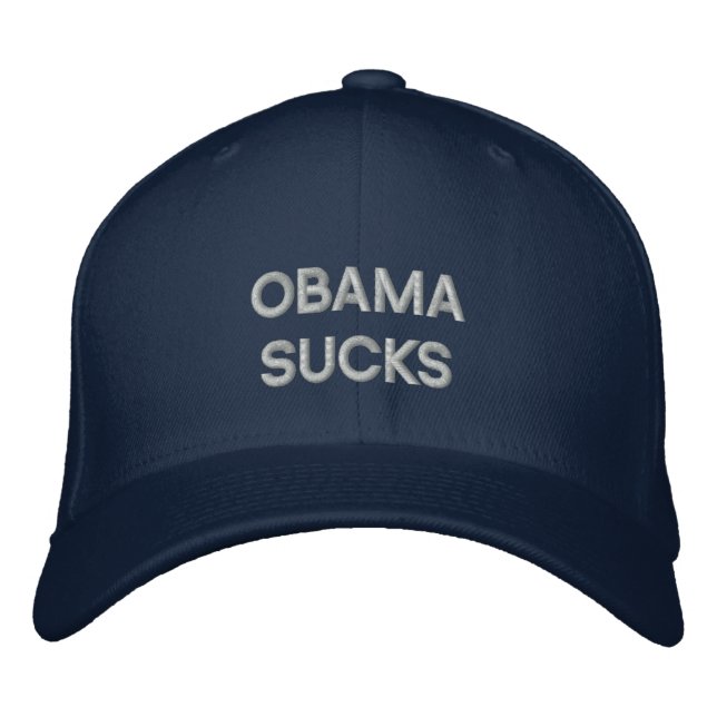 OBAMA SUCKS Embroized Hat Broderad Keps (Framsida)