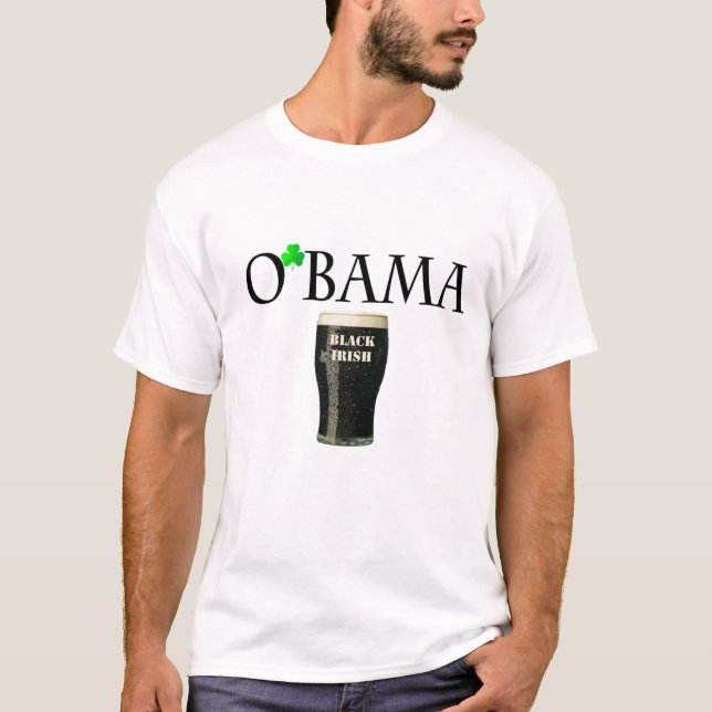 Obama svart irländsk öl t-shirt (Framsida)