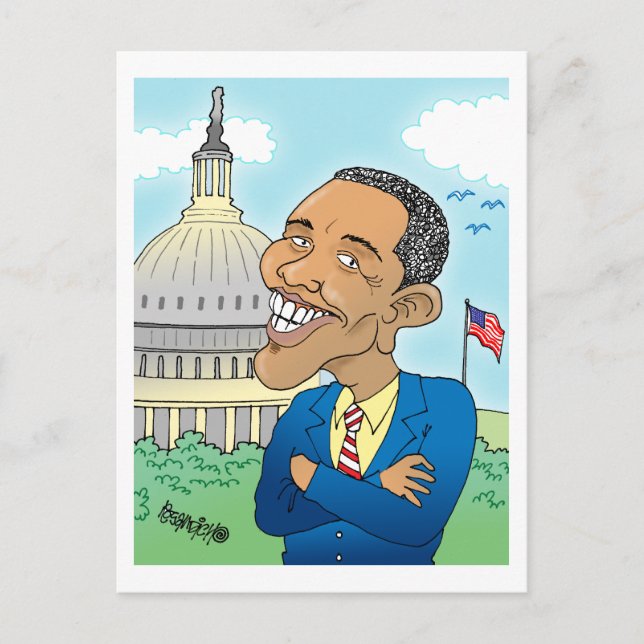 OBAMA TECKNAD POST CARDS VYKORT (Framsida)