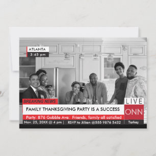Obama Thanksgiving Party Breaking TV News Value Inbjudningar