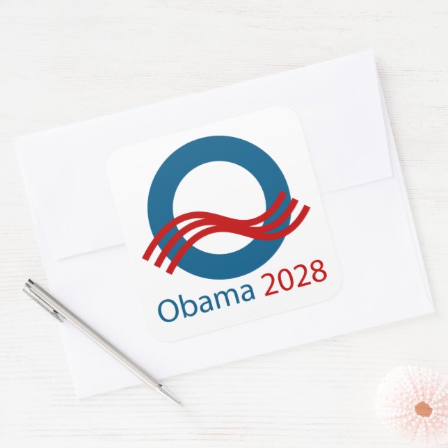 Obama till president 2028 fyrkantigt klistermärke (Kuvert)