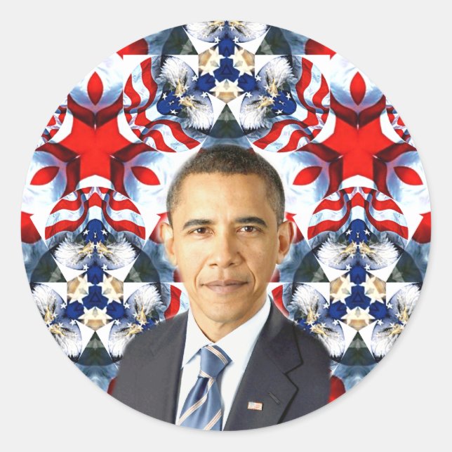 Obama,USA_ Runt Klistermärke (Framsida)
