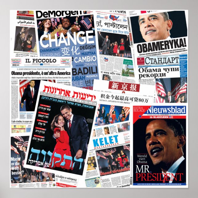 Obama Victory Värld runt Poster (Framsidan)