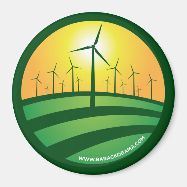 Obama-Vind för ändring 3x3 Round Magnet (Framsidan)