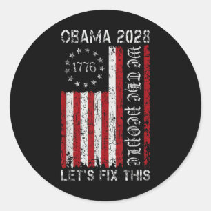 Obama Vintage Flagga Retro Patriotic 2028 Politik Runt Klistermärke