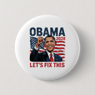 Obama Vintage Retro Patriotic 2028 Politiskt proje Knapp