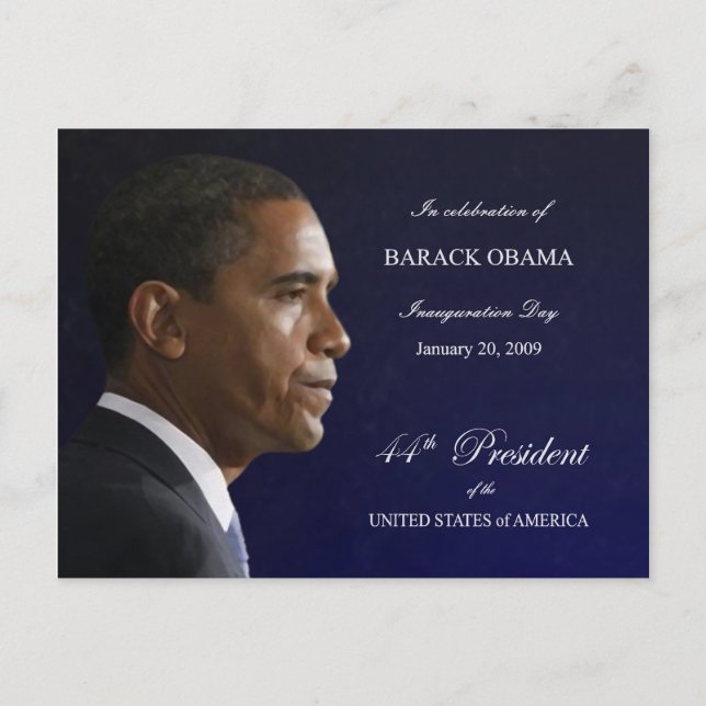 Obama-vykort för inbjudan till installationspartie (Framsida)
