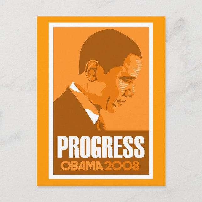Obama - vykort för Orange av Progress-Mörk (Framsida)